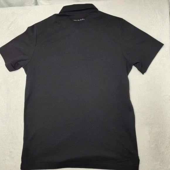 Travis Mathew Polo Shirt Mens Large Black Striped Pima Cotton Pocket Collared - Picture 5 of 11